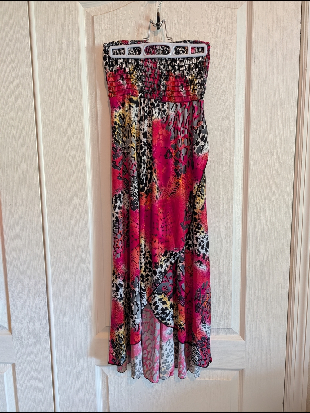 Strapless Maxi Dress in Hot Pink, Black, White, Yellow Sz L